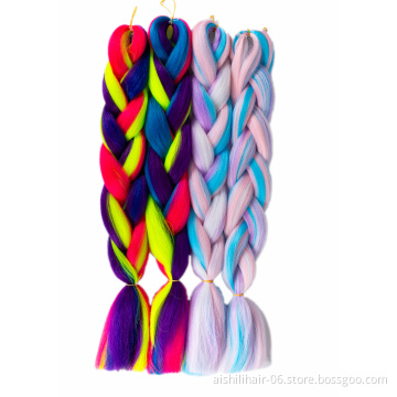 Aishili wholesale cheap 24inches 100g jumbo braiding candy blend color crochet hair extensions synthetic hair braiding